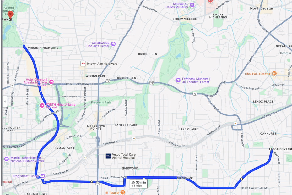 BEST BIKING ROUTE FROM OAKHURST TO PIEDMONT PARK: THE ELLIOTT TRANS-SIBERIAN HIGHWAY