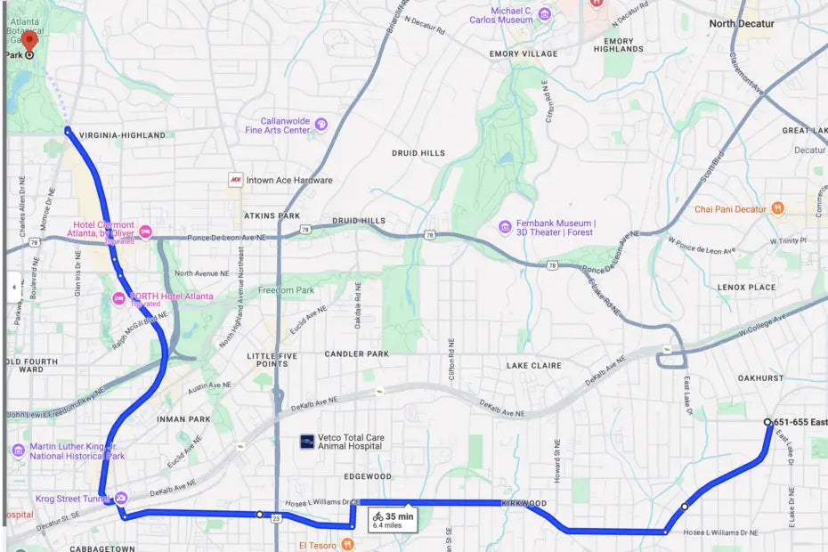 BEST BIKING ROUTE FROM OAKHURST TO PIEDMONT PARK: THE ELLIOTT TRANS-SIBERIAN HIGHWAY